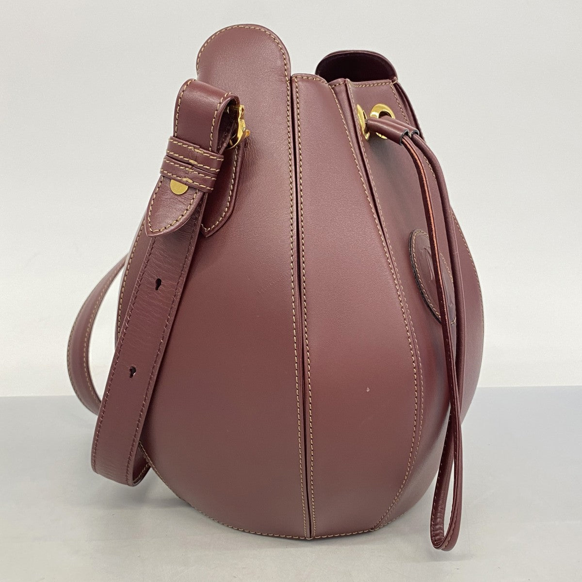 ★最終価格★SALE【5hc2867-h】カルティエ ショルダーバッグ マスト レザー ボルドー ゴールド金具【中古】レディース