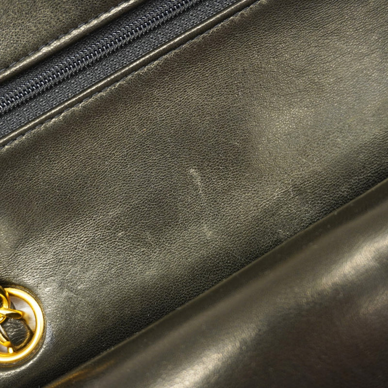 【5hc2881-h】シャネル ショルダーバッグ マトラッセ Wフラップ Wチェーン ラムスキン ブラック ゴールド金具【中古】レディース