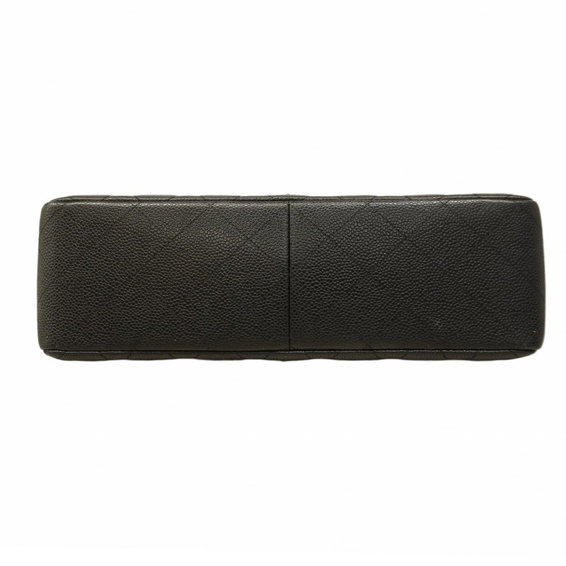★最終価格★SALE【5hc3014】シャネル ショルダーバッグ デカマトラッセ Wフラップ Wチェーン キャビアスキン ブラック シルバー金具【中古】レディース