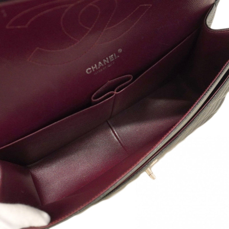 ★最終価格★SALE【5hc3014】シャネル ショルダーバッグ デカマトラッセ Wフラップ Wチェーン キャビアスキン ブラック シルバー金具【中古】レディース