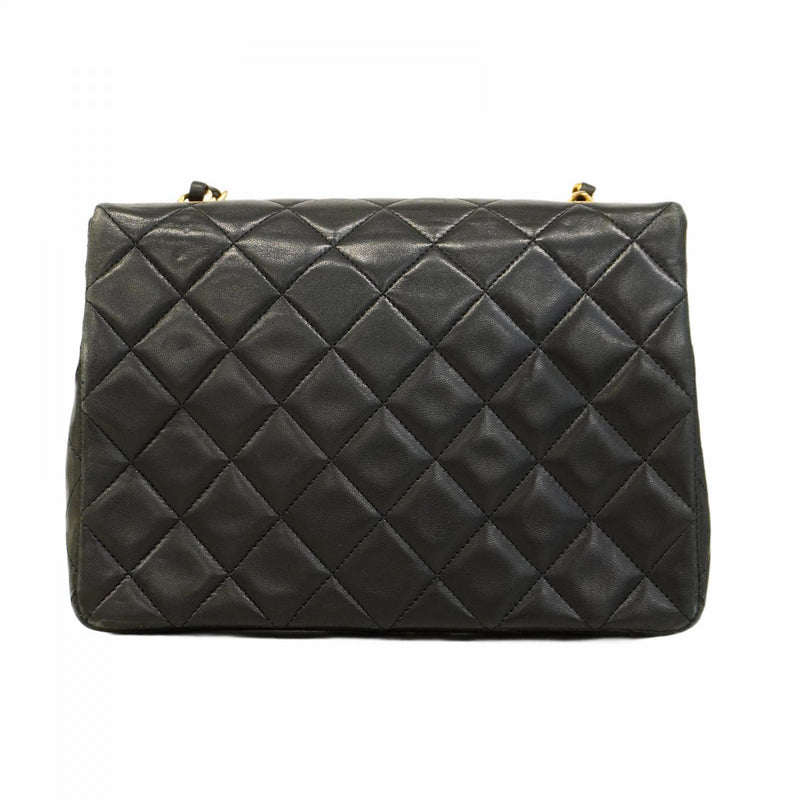 【5hd3219】シャネル ショルダーバッグ ミニマトラッセ チェーンショルダー ラムスキン ブラック ゴールド金具【中古】レディース