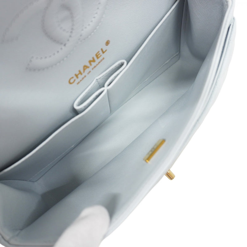 ★最終価格★SALE【5hd3259-e-h】シャネル ショルダーバッグ マトラッセ Wフラップ Wチェーン キャビアスキン スカイブルー シャンパンゴールド金具【中古】レディース