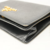 【5hd3266-h】プラダ ショルダーバッグ レザー ブラック ゴールド金具【中古】レディース