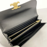 ★最終価格【5hd3296-h】セリーヌ 長財布 トリオンフ レザー ブラック ゴールド金具【中古】レディース