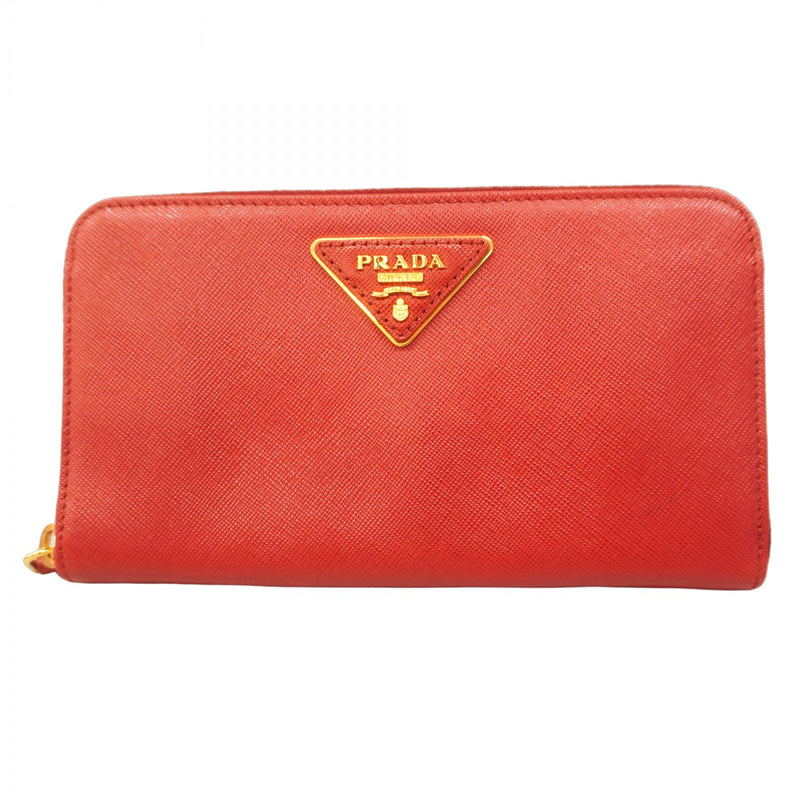 【5hd3464】プラダ 長財布 サフィアーノ レザー レッド ゴールド金具【中古】レディース