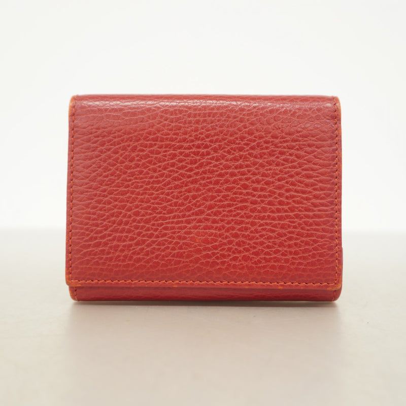 【5hd3585-h】グッチ 三つ折り財布 GGマーモント 474746 レザー レッド ゴールド金具【中古】レディース