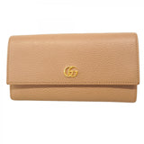 【5hd3655-h】グッチ 長財布 GGマーモント 456116 レザー ベージュ ゴールド金具【中古】レディース
