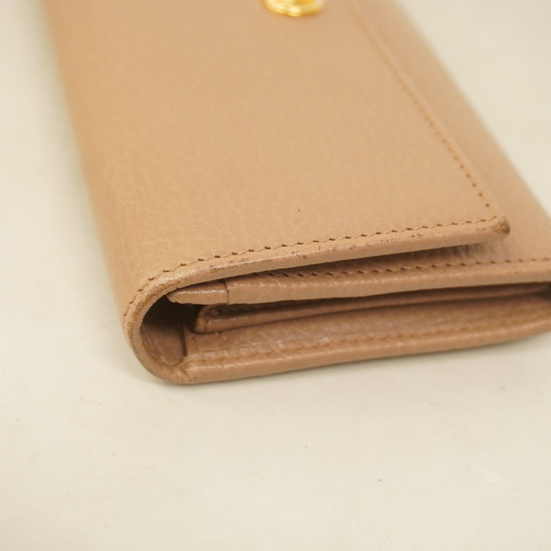 【5hd3655-h】グッチ 長財布 GGマーモント 456116 レザー ベージュ ゴールド金具【中古】レディース