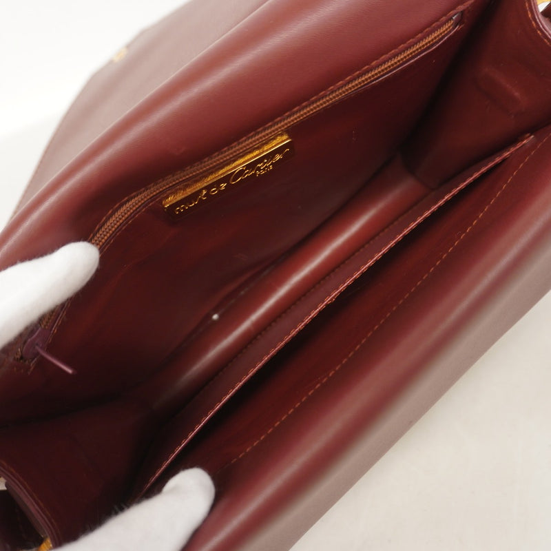 【5hd3743-h】カルティエ ショルダーバッグ マスト レザー ボルドー ゴールド金具【中古】レディース