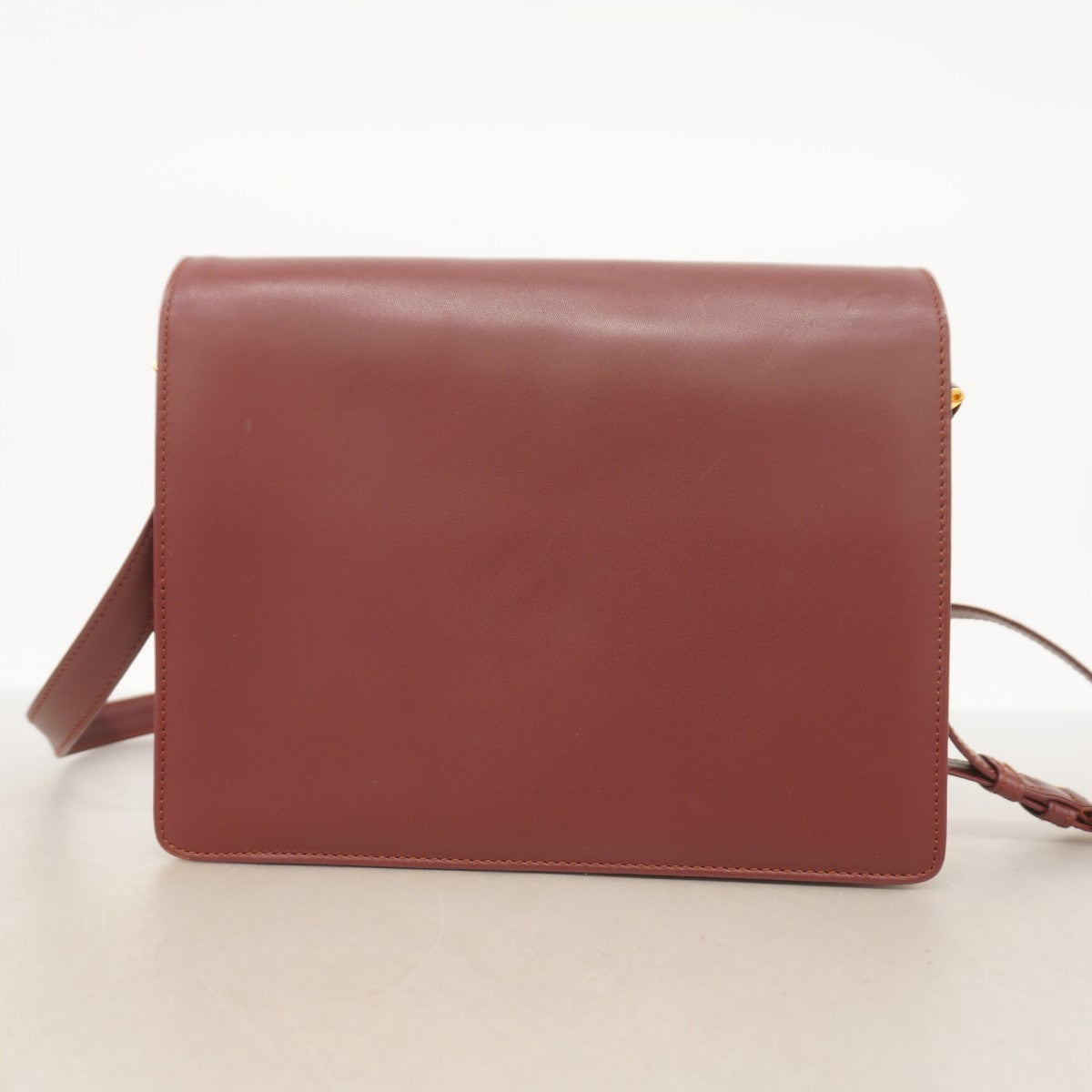 【5hd3743-h】カルティエ ショルダーバッグ マスト レザー ボルドー ゴールド金具【中古】レディース