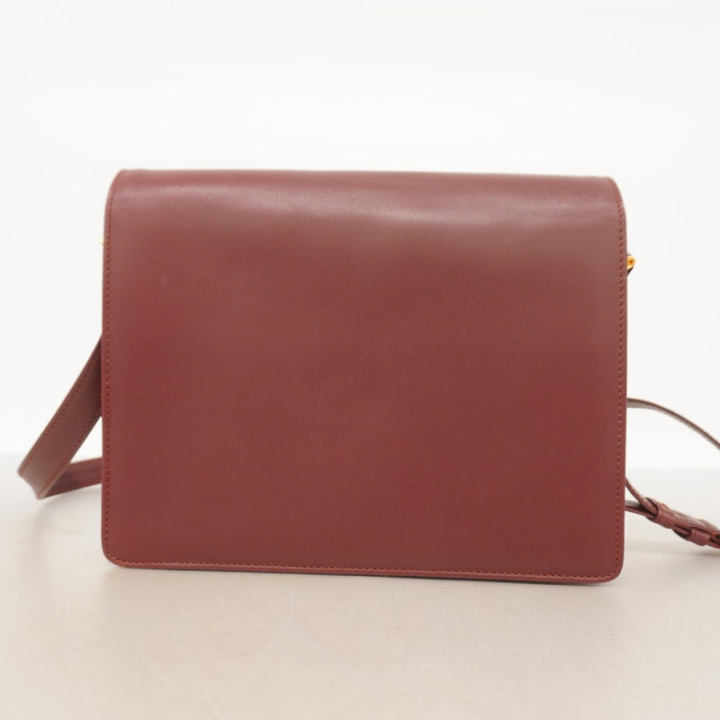 【5hd3743-h】カルティエ ショルダーバッグ マスト レザー ボルドー ゴールド金具【中古】レディース