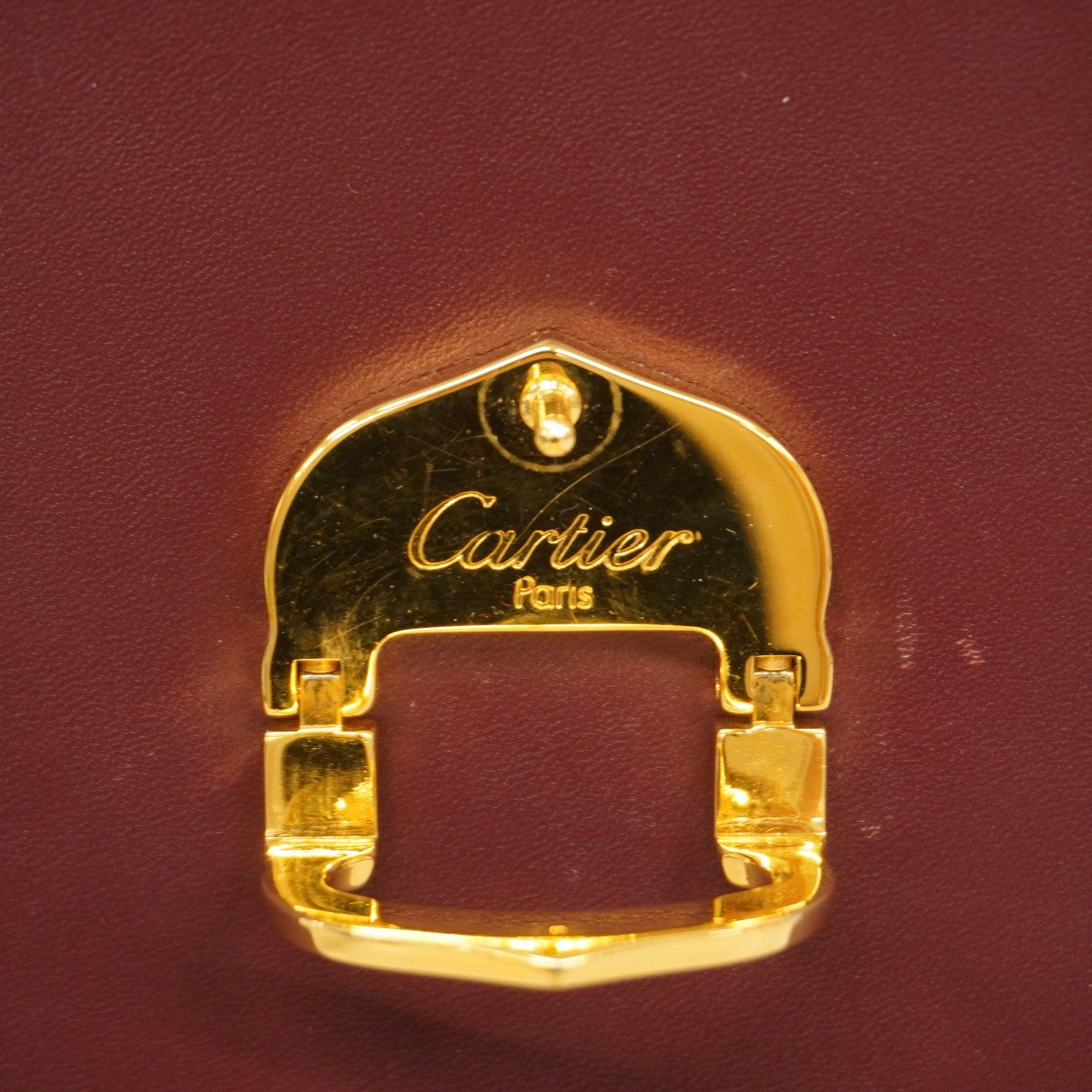 ★SALE【5hd3818-h】カルティエ ショルダーバッグ マスト レザー ボルドー ゴールド金具【中古】レディース