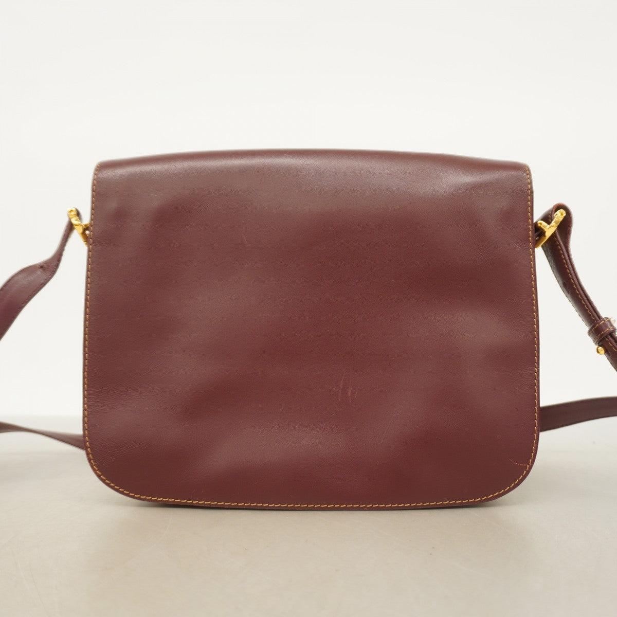 ★SALE【5hd3818-h】カルティエ ショルダーバッグ マスト レザー ボルドー ゴールド金具【中古】レディース