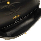 【5hd3940-h】シャネル ショルダーバッグ マトラッセ Wフラップ Wチェーン キャビアスキン ブラック ゴールド金具【中古】レディース