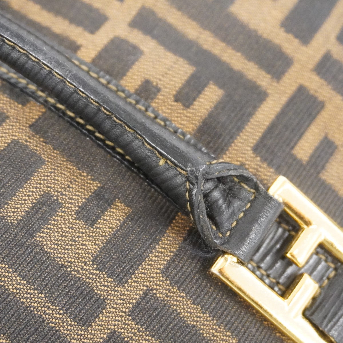 【5hd3942-h】フェンディ ボストンバッグ ズッカ ナイロン ブラウン ゴールド金具【中古】レディース