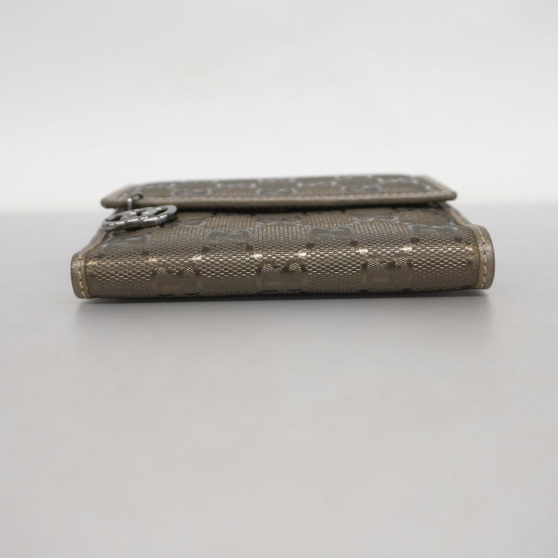 【5hd3956-h】グッチ 財布 GGインプリメ 212105 コーティングキャンバス カーキ シルバー金具【中古】レディース