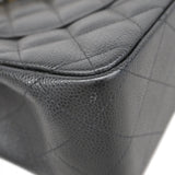 【5hd4082-h】シャネル ショルダーバッグ デカマトラッセ Wフラップ Wチェーン キャビアスキン ブラック ゴールド金具【中古】レディース