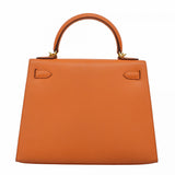 ★SALE【5hd4088-h】エルメス ハンドバッグ ケリー28 ヴォーエプソン マンゴー ゴールド金具 □P刻印【中古】メンズ