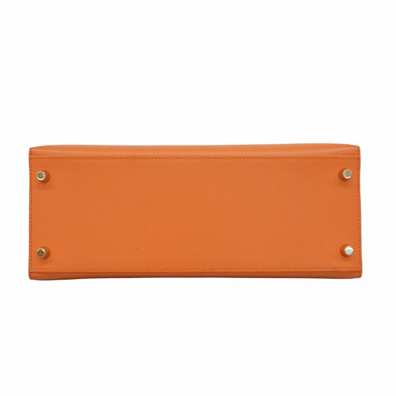 ★SALE【5hd4088-h】エルメス ハンドバッグ ケリー28 ヴォーエプソン マンゴー ゴールド金具 □P刻印【中古】メンズ