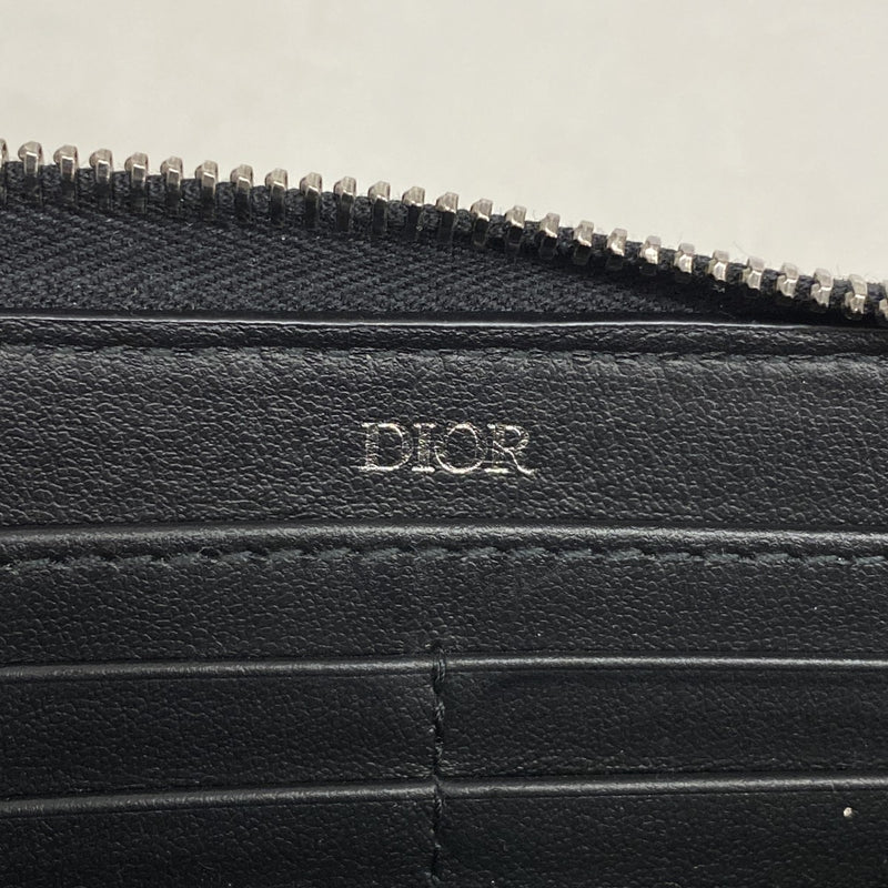 【5hd4114-h】クリスチャンディオール 長財布 オブリーク キャンバス レザー ブラック シルバー金具【中古】メンズ