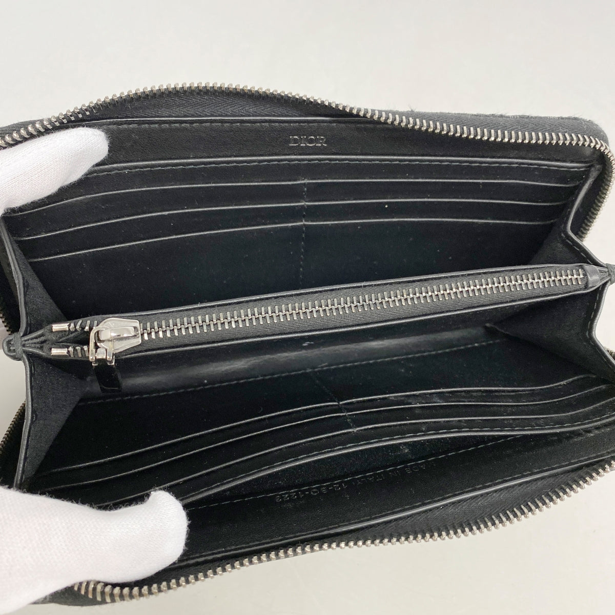 【5hd4114-h】クリスチャンディオール 長財布 オブリーク キャンバス レザー ブラック シルバー金具【中古】メンズ