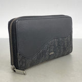 【5hd4114-h】クリスチャンディオール 長財布 オブリーク キャンバス レザー ブラック シルバー金具【中古】メンズ