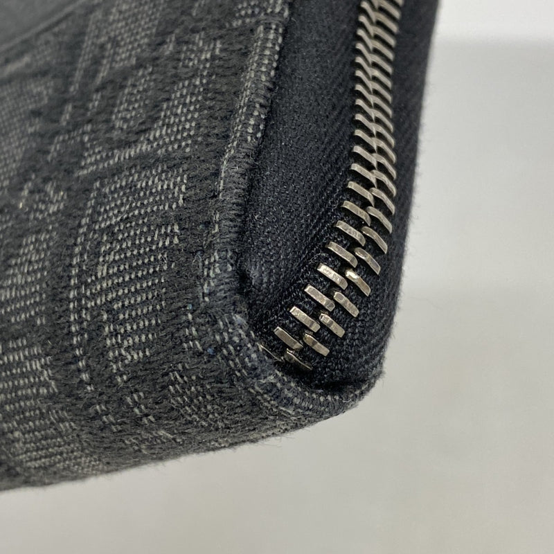 【5hd4114-h】クリスチャンディオール 長財布 オブリーク キャンバス レザー ブラック シルバー金具【中古】メンズ