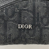 【5hd4114-h】クリスチャンディオール 長財布 オブリーク キャンバス レザー ブラック シルバー金具【中古】メンズ