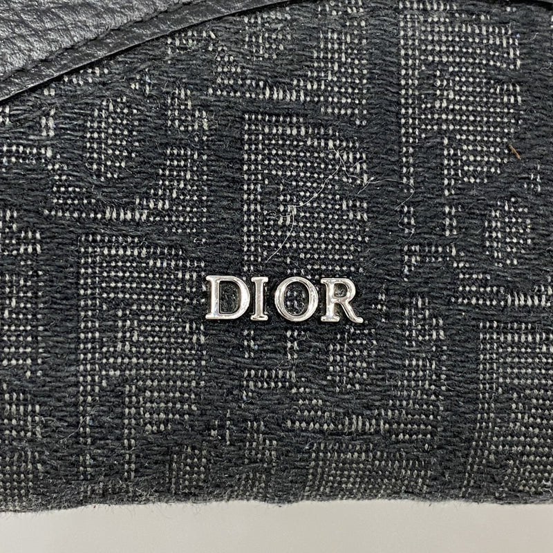 【5hd4114-h】クリスチャンディオール 長財布 オブリーク キャンバス レザー ブラック シルバー金具【中古】メンズ