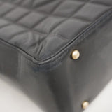 【5hd4115-b-h】シャネル トートバッグ チョコバー ラムスキン ブラック シャンパンゴールド金具【中古】レディース