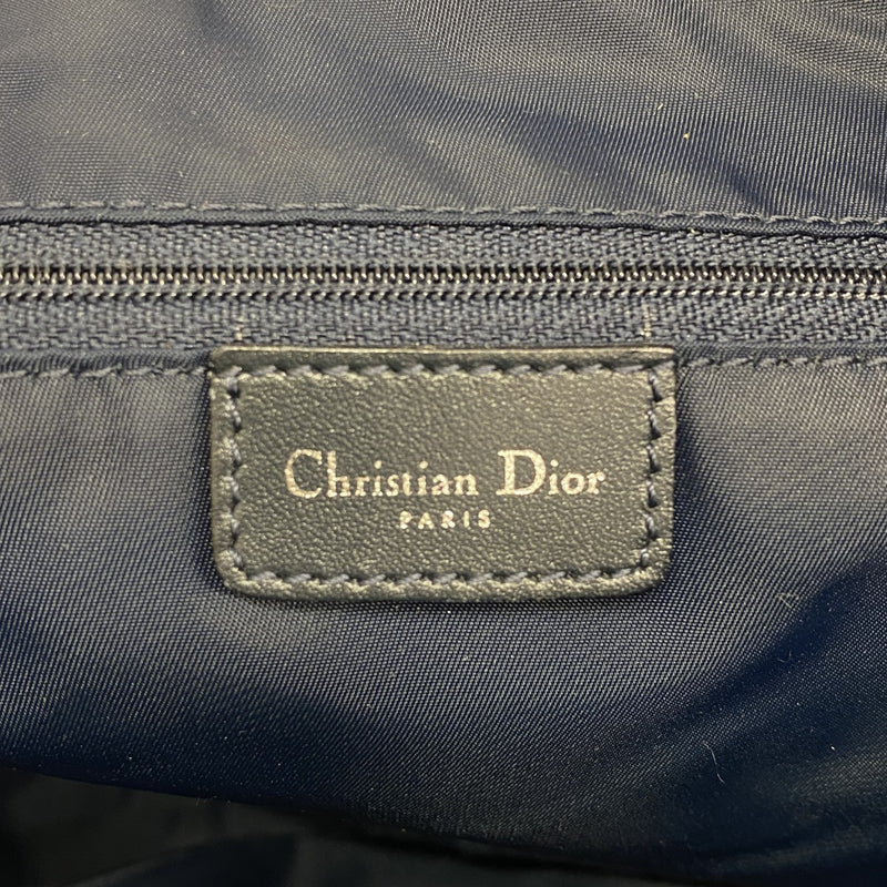 【5hd4128-h】クリスチャンディオール ショルダーバッグ トロッター キャンバス ネイビー シルバー金具【中古】レディース