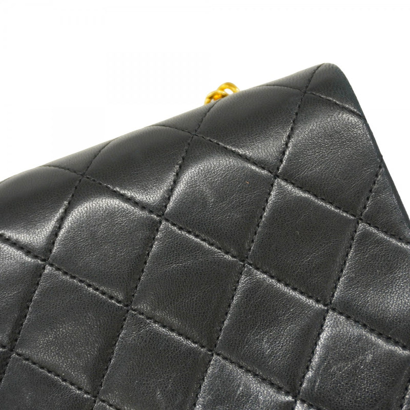 【5hd4146-h】シャネル ショルダーバッグ ミニマトラッセ チェーンショルダー ラムスキン ブラック ゴールド金具【中古】レディース