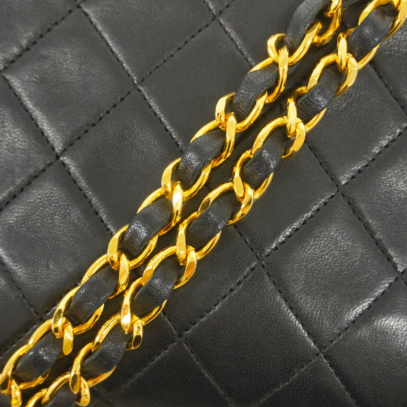 【5hd4146-h】シャネル ショルダーバッグ ミニマトラッセ チェーンショルダー ラムスキン ブラック ゴールド金具【中古】レディース