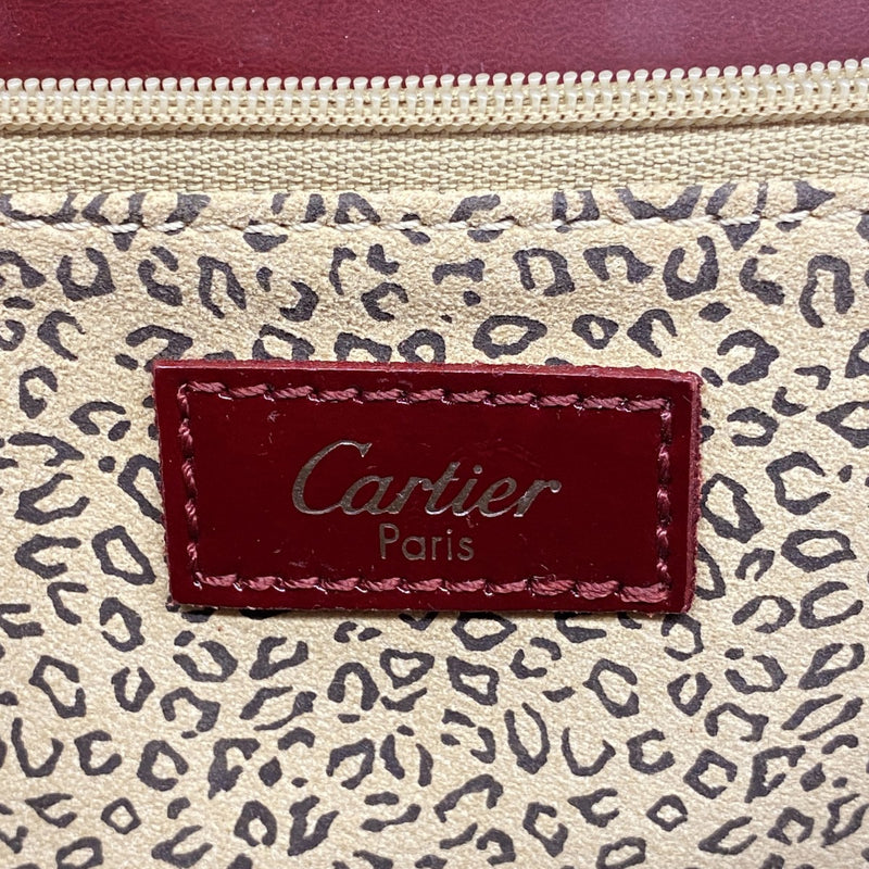 【5hd4162-h】カルティエ ショルダーバッグ パンテール レザー ボルドー シルバー金具【中古】レディース