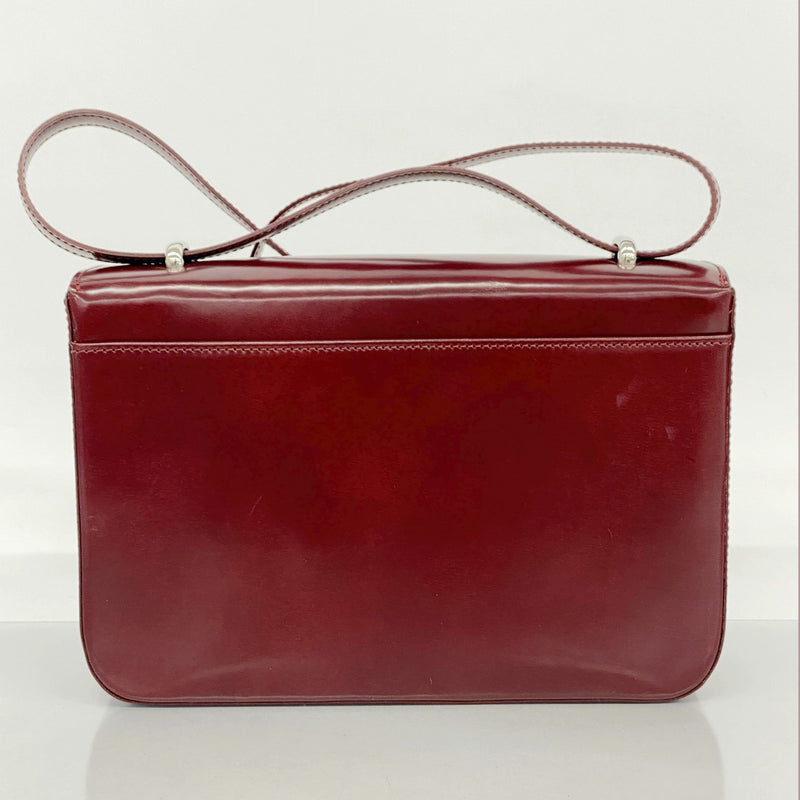 【5hd4162-h】カルティエ ショルダーバッグ パンテール レザー ボルドー シルバー金具【中古】レディース