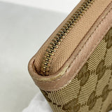【5hd4251-h】グッチ 長財布 GGキャンバス/ジャッキー 307984 キャンバス ブラウン ピンク シャンパンゴールド金具【中古】レディース