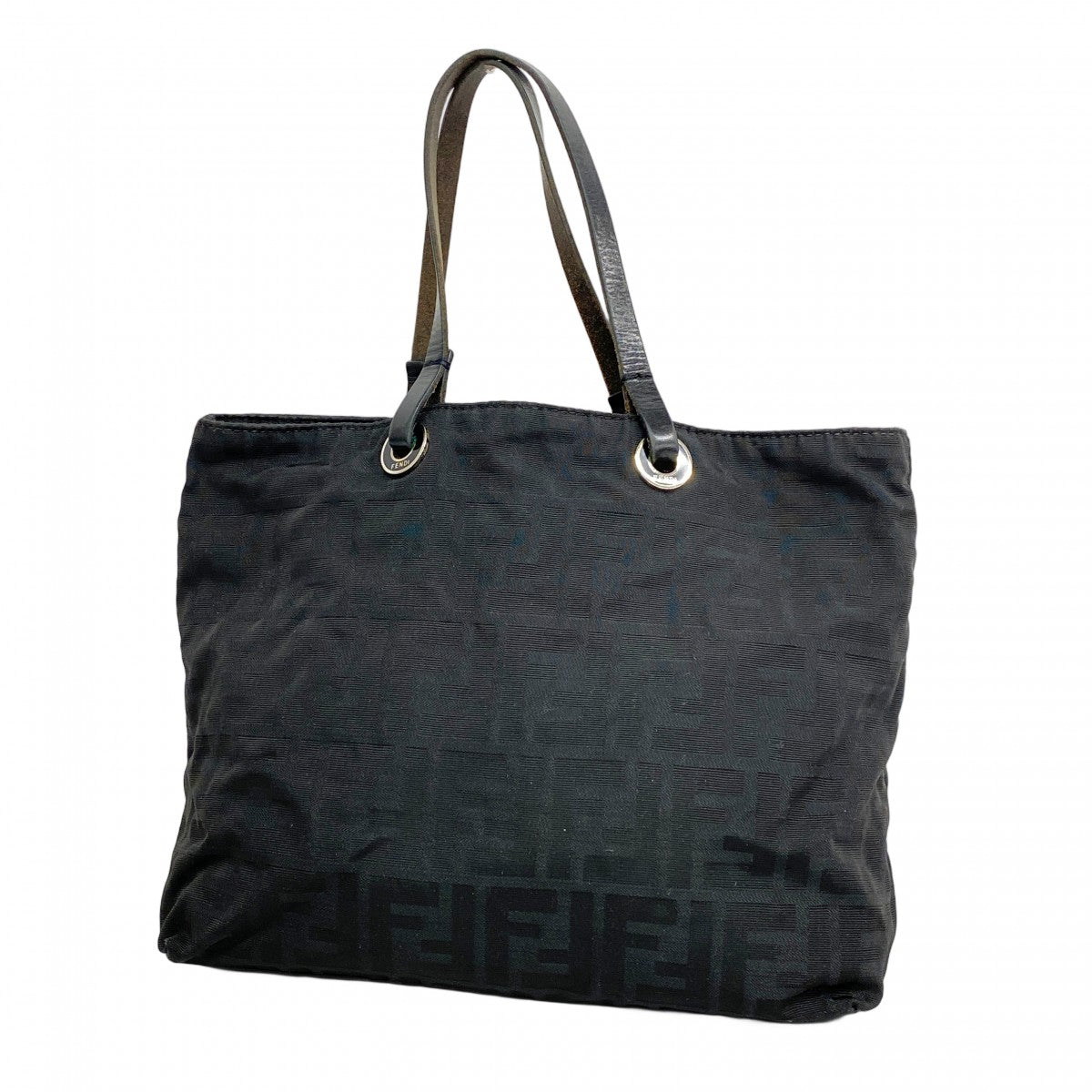 【5hd4262-h】フェンディ ハンドバッグ ズッカ ナイロンキャンバス ブラック シルバー金具【中古】レディース