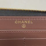 【5hd4280-h】シャネル 長財布 マトラッセ キャビアスキン ブラック ゴールド金具【中古】レディース
