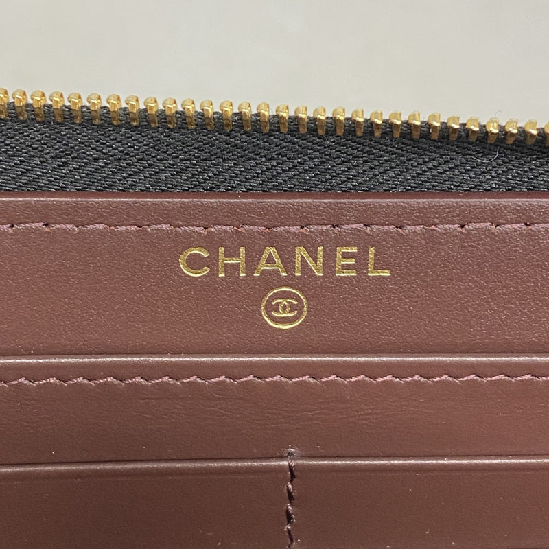 【5hd4280-h】シャネル 長財布 マトラッセ キャビアスキン ブラック ゴールド金具【中古】レディース