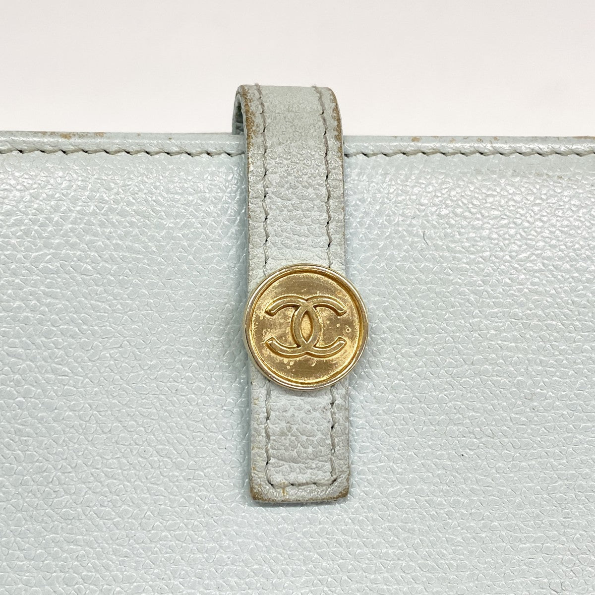 【5hd4281-h】シャネル 長財布 ココボタン レザー ブルー ゴールド金具【中古】レディース