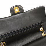 【5hd4284-h】シャネル ショルダーバッグ マトラッセ Wフラップ Wチェーン ラムスキン ブラック ゴールド金具【中古】レディース