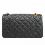 【5hd4342-h】シャネル ショルダーバッグ マトラッセ Wフラップ Wチェーン キャビアスキン ブラック ゴールド金具【中古】レディース