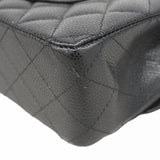 【5hd4342-h】シャネル ショルダーバッグ マトラッセ Wフラップ Wチェーン キャビアスキン ブラック ゴールド金具【中古】レディース