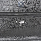 【5hd4344-h】シャネル ショルダーウォレット マトラッセ チェーンショルダー キャビアスキン ブラック シルバー金具【中古】レディース