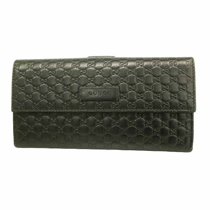 【5he4373-h】グッチ 長財布 マイクログッチシマ 449393 レザー ブラック シャンパンゴールド金具【中古】メンズ レディース ユニセックス