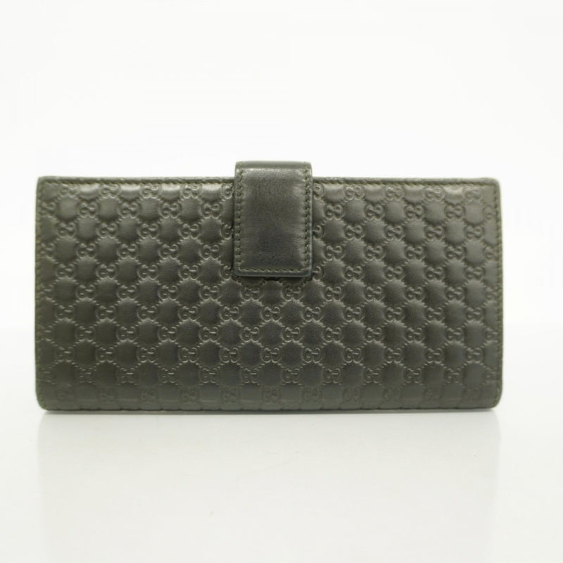【5he4373-h】グッチ 長財布 マイクログッチシマ 449393 レザー ブラック シャンパンゴールド金具【中古】メンズ レディース ユニセックス