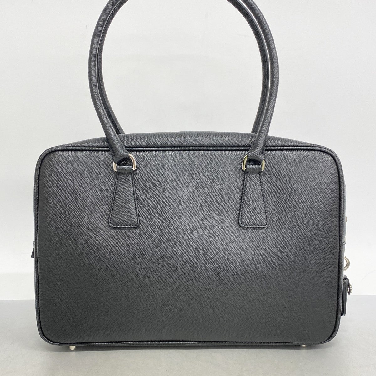 【5he4427-b】プラダ ハンドバッグ サフィアーノ レザー ブラック シルバー金具【中古】レディース