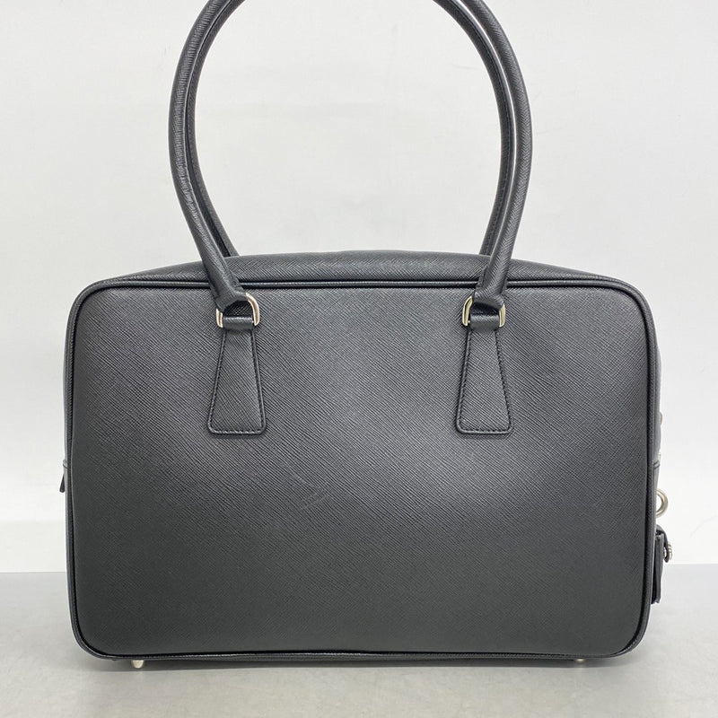 【5he4427-b】プラダ ハンドバッグ サフィアーノ レザー ブラック シルバー金具【中古】レディース