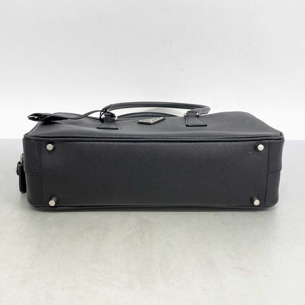 【5he4427-b】プラダ ハンドバッグ サフィアーノ レザー ブラック シルバー金具【中古】レディース