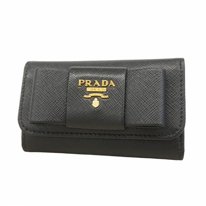 【5he4513】プラダ キーケース サフィアーノ フィオッコ レザー ブラック ゴールド金具【中古】レディース